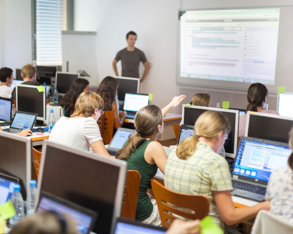 A group attending a classs.